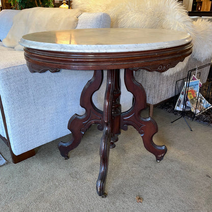 Oval Victorian Marble Top Plant Table C SIDE TABLES