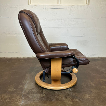 Palliser Brown Leather Recliner W/ Ottoman