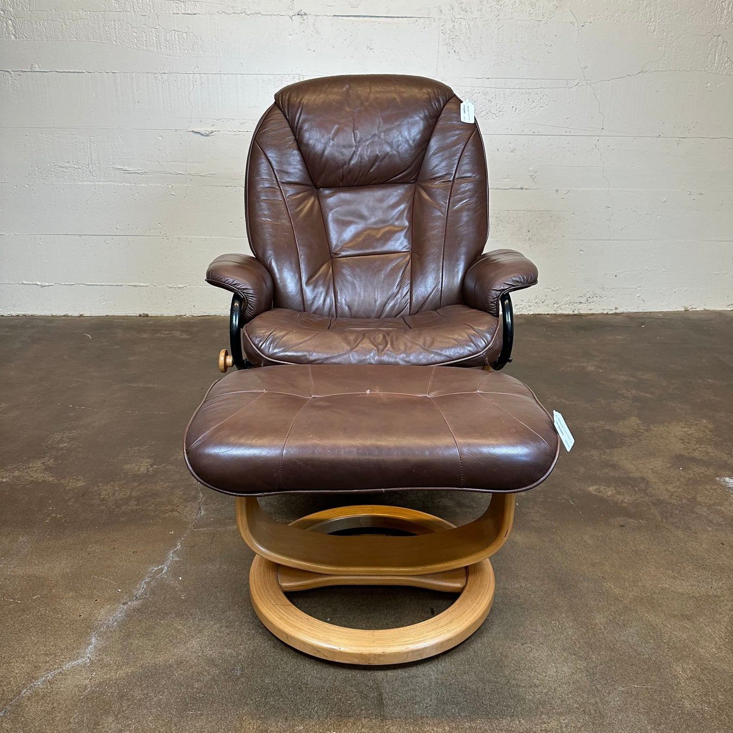 Palliser Brown Leather Recliner W/ Ottoman