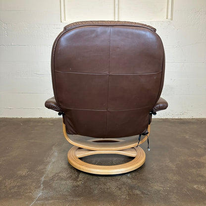 Palliser Brown Leather Recliner W/ Ottoman