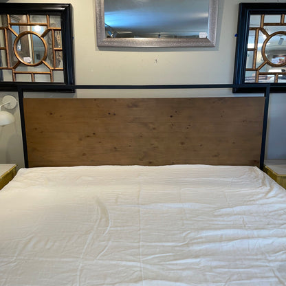 King Size Metal Frame Wooden Bed Frame w/ Under Bed Storage *As Is* C BED FRAMES