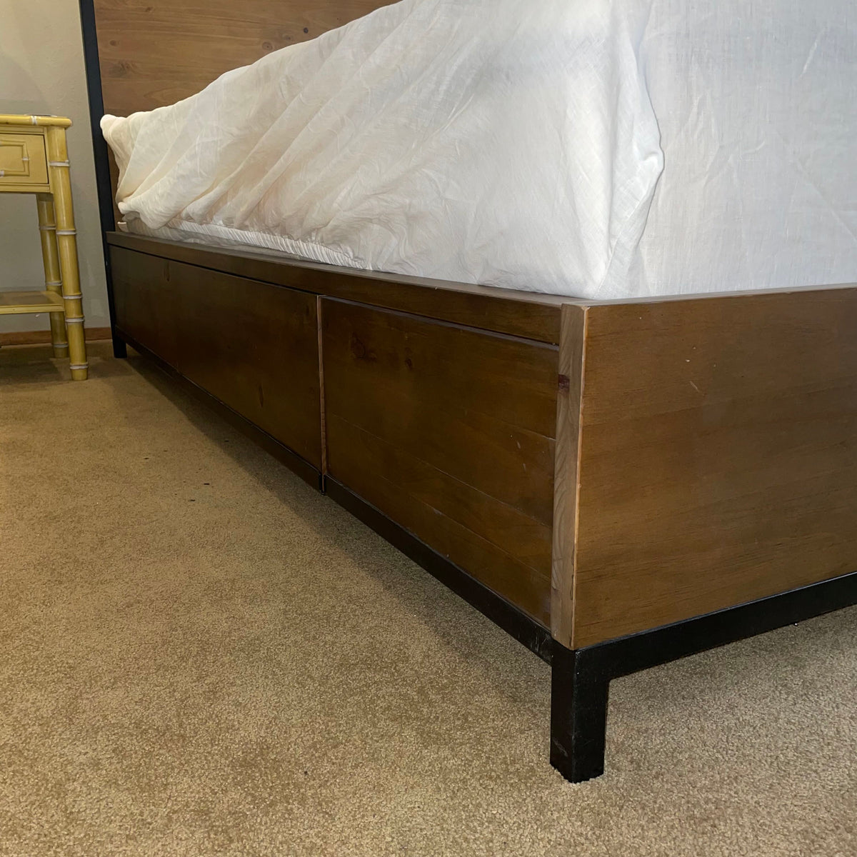King Size Metal Frame Wooden Bed Frame w/ Under Bed Storage *As Is* C BED FRAMES