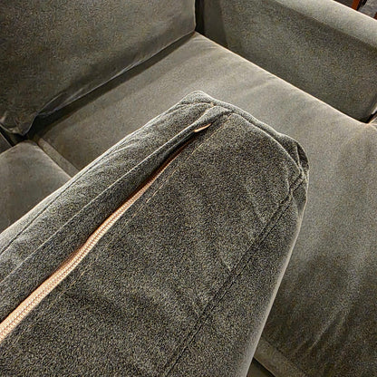 AS IS Crate & Barrel Grey Velvet Mega Double Chaise Corner Sectional