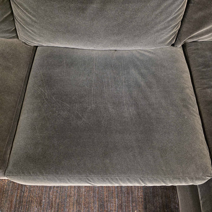 AS IS Crate & Barrel Grey Velvet Mega Double Chaise Corner Sectional