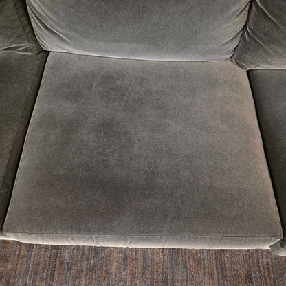 AS IS Crate & Barrel Grey Velvet Mega Double Chaise Corner Sectional