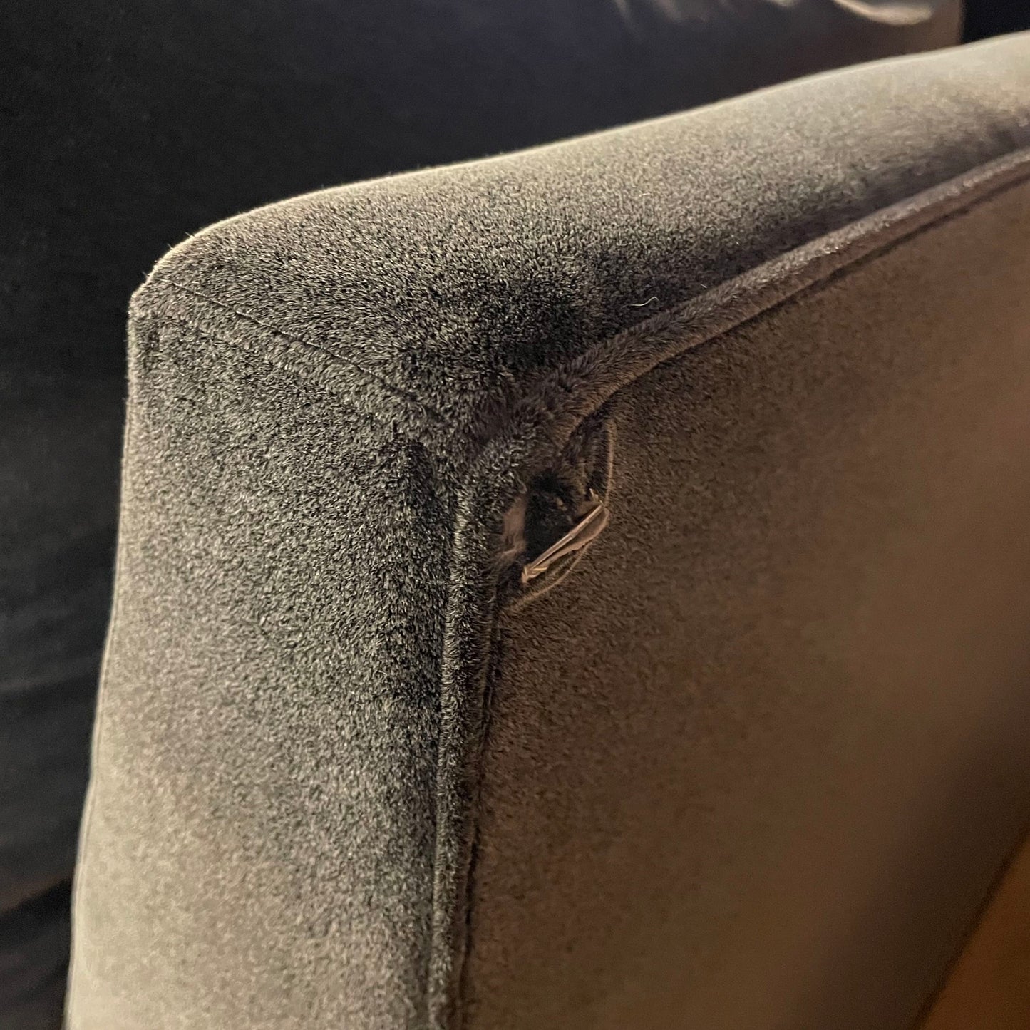 AS IS Crate & Barrel Grey Velvet Mega Double Chaise Corner Sectional