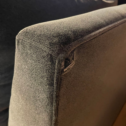 AS IS Crate & Barrel Grey Velvet Mega Double Chaise Corner Sectional