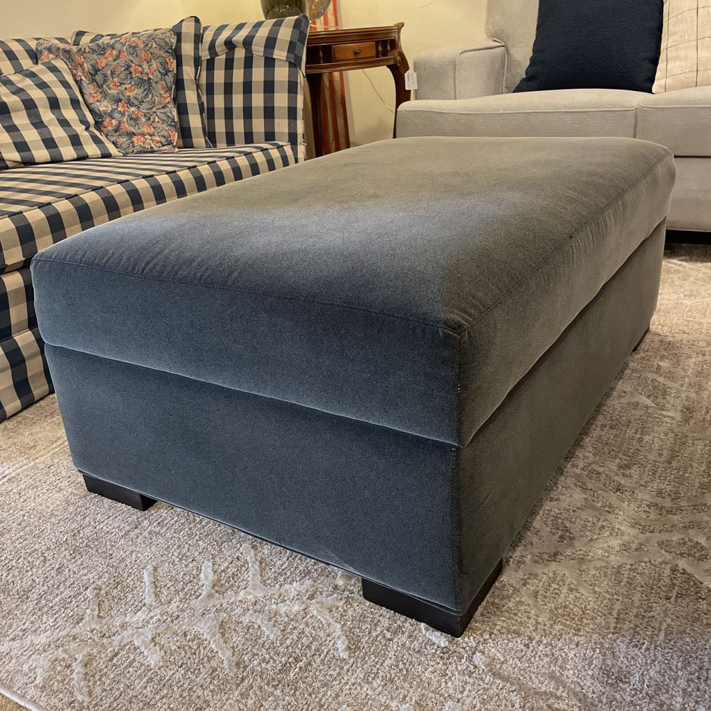 AS IS Crate & Barrel Grey Velvet Lift Top Ottoman U OTTOMANS