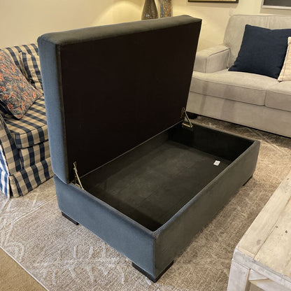 AS IS Crate & Barrel Grey Velvet Lift Top Ottoman U OTTOMANS