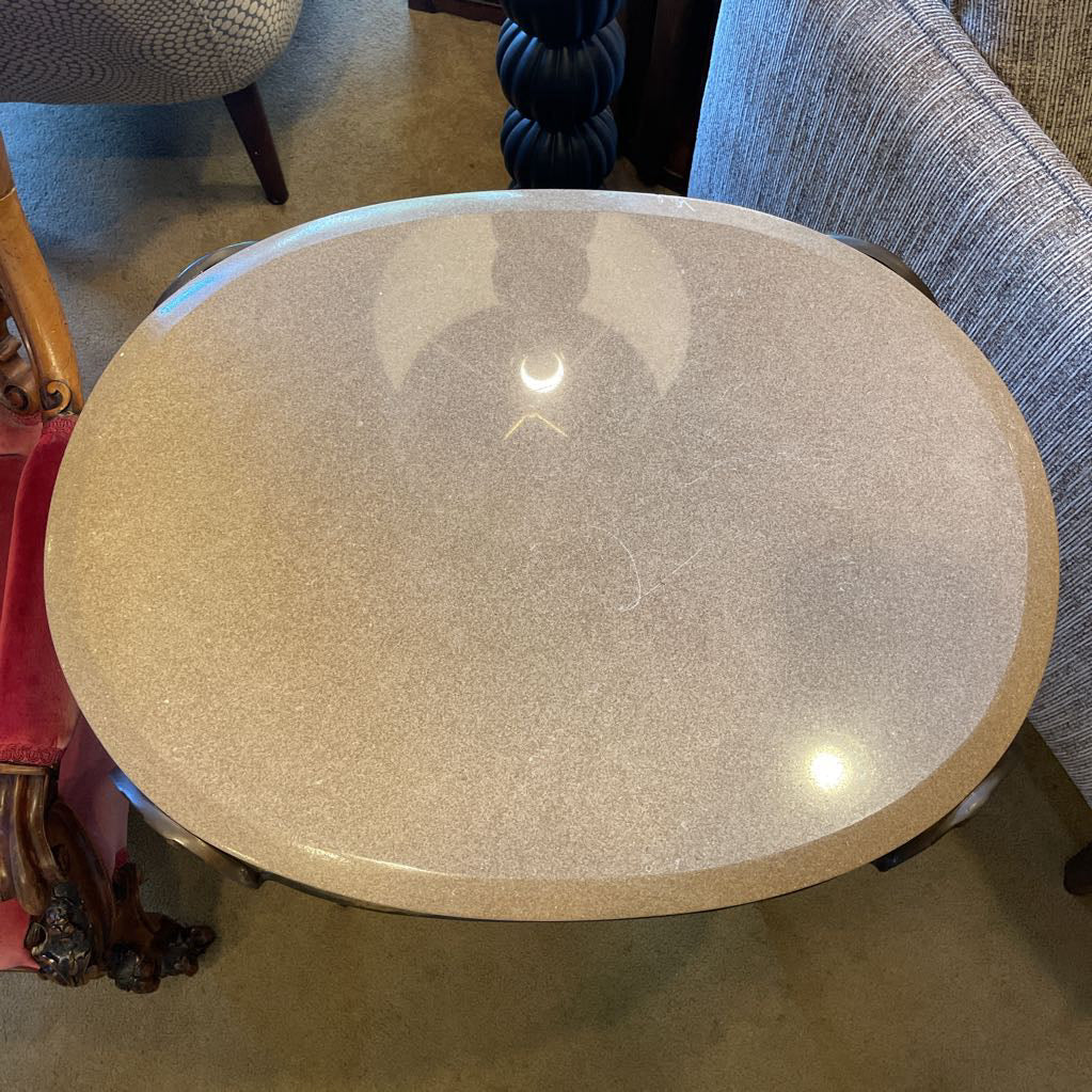 Steel & Stone Top End Table w/ Pinwheel Design on Legs C SIDE TABLES