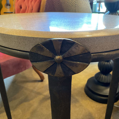 Steel & Stone Top End Table w/ Pinwheel Design on Legs C SIDE TABLES