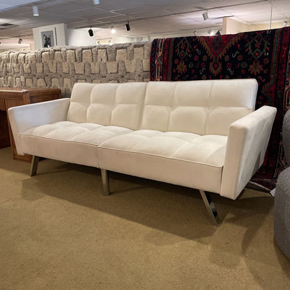 White Velvet Click-Clack Sleeper Sofa AS IS U SLEEPERS