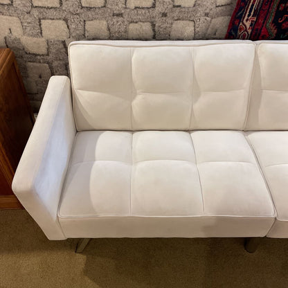 White Velvet Click-Clack Sleeper Sofa AS IS U SLEEPERS