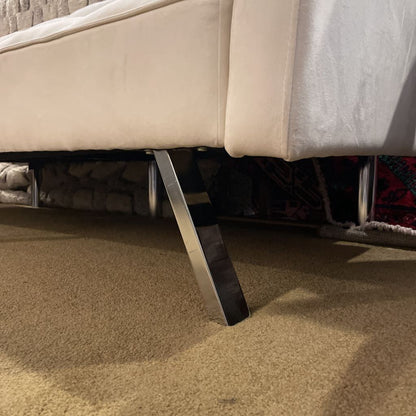 White Velvet Click-Clack Sleeper Sofa AS IS U SLEEPERS