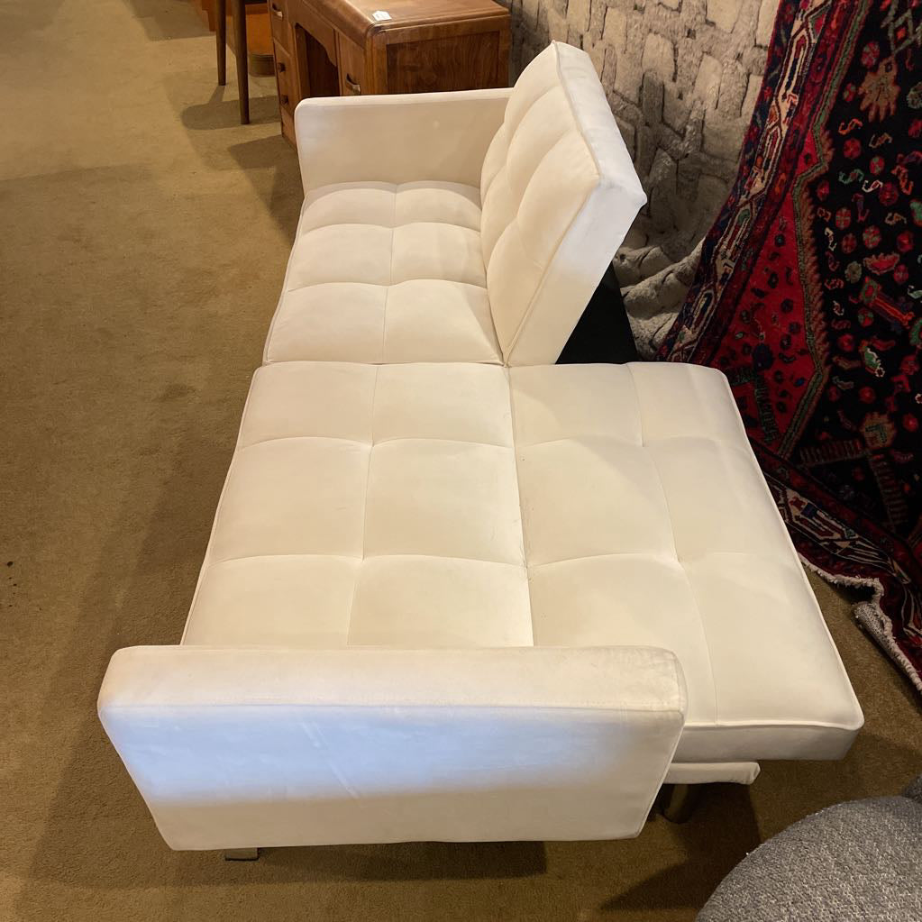 White Velvet Click-Clack Sleeper Sofa AS IS U SLEEPERS
