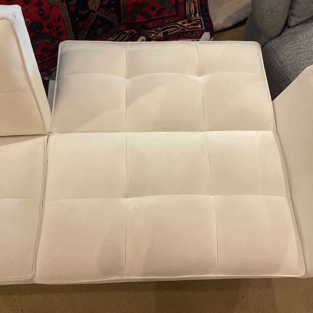 White Velvet Click-Clack Sleeper Sofa AS IS U SLEEPERS