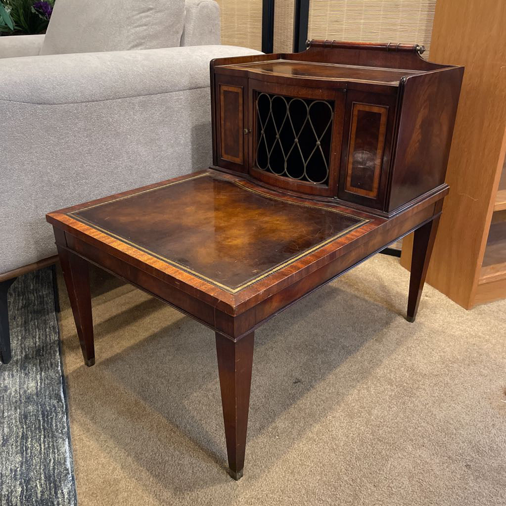 Vintage Leather Inset Cool Wire Door Side Table C SIDE TABLES