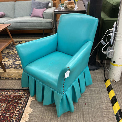 Small Skirted Aqua Armchair (AS IS)