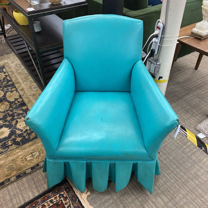 Small Skirted Aqua Armchair (AS IS)