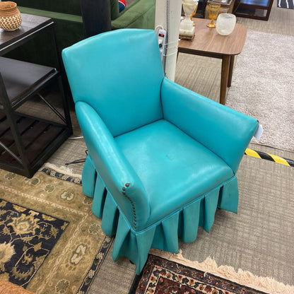Small Skirted Aqua Armchair (AS IS)