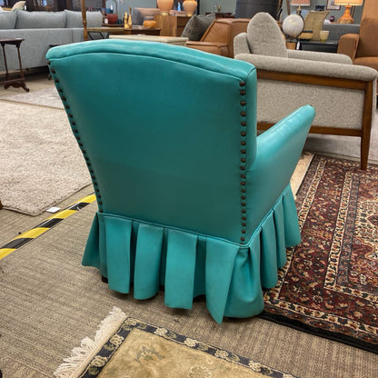 Small Skirted Aqua Armchair (AS IS)