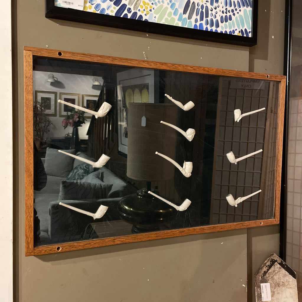 White Tobacco Pipes Display, Framed UNIQUE FINDS