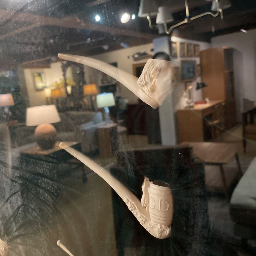 White Tobacco Pipes Display, Framed UNIQUE FINDS