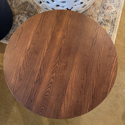 Burrow Walnut Finish Round Coffee Table w/Metal Base & Storage C COFFEE TABLES
