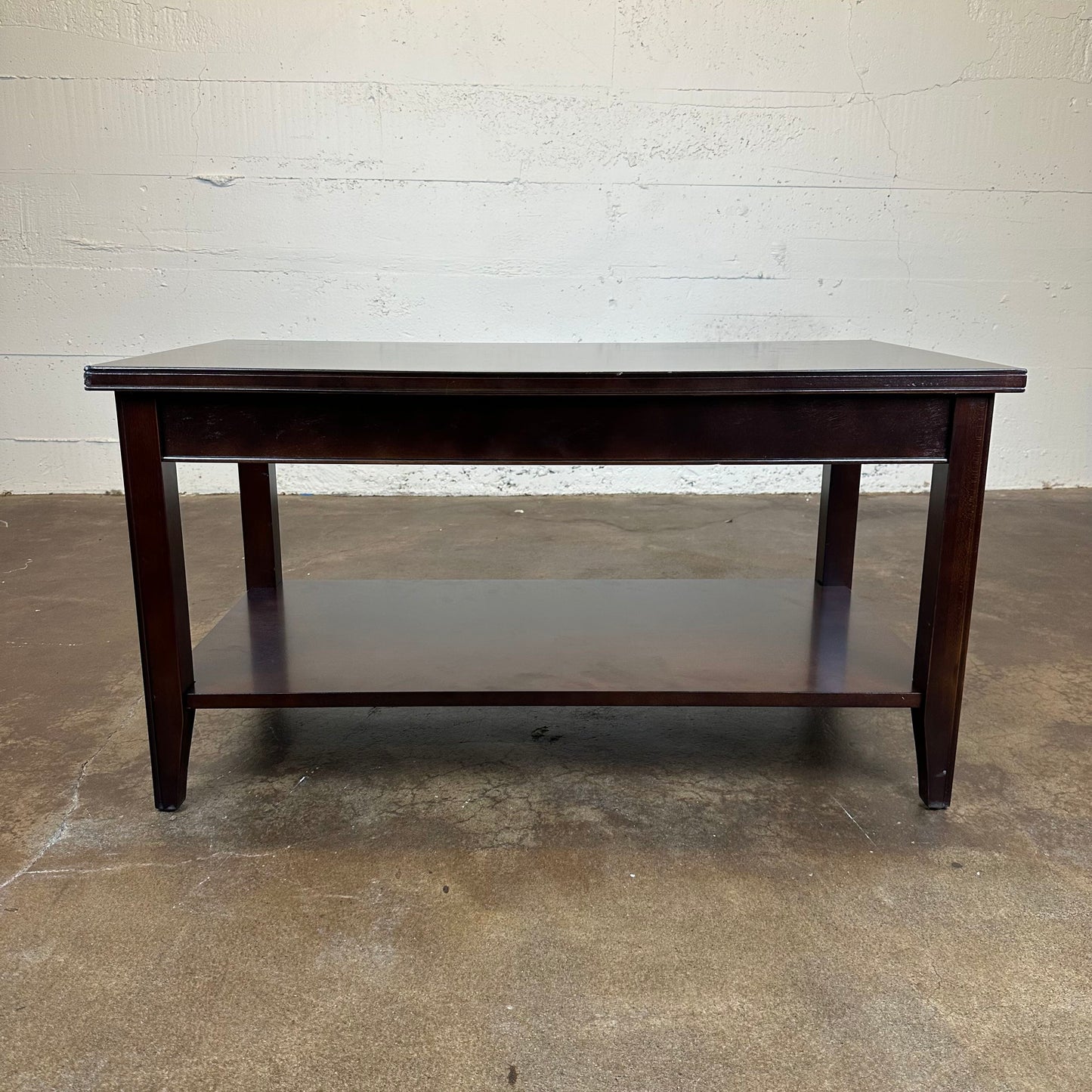 Dark Wood Coffee Table w/Lower Shelf