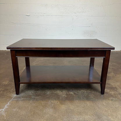 Dark Wood Coffee Table w/Lower Shelf