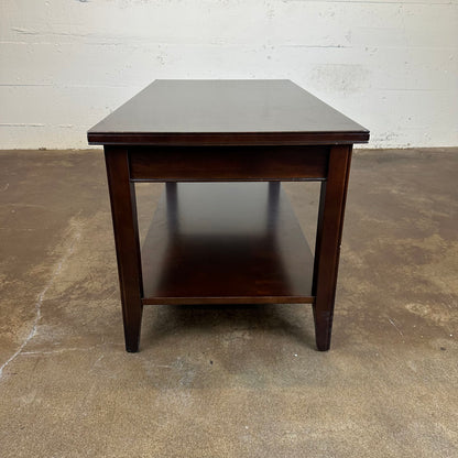 Dark Wood Coffee Table w/Lower Shelf