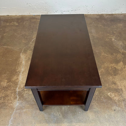 Dark Wood Coffee Table w/Lower Shelf