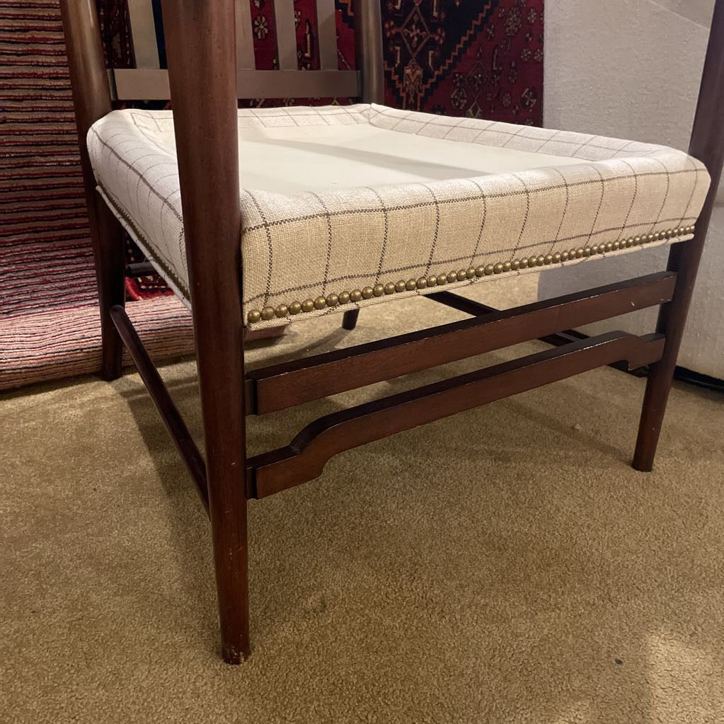 Hickory Wood Frame Tall Back Arm Chair with Tan Cushions U ACCENT CHAIRS