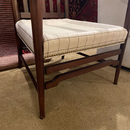 Hickory Wood Frame Tall Back Arm Chair with Tan Cushions U ACCENT CHAIRS