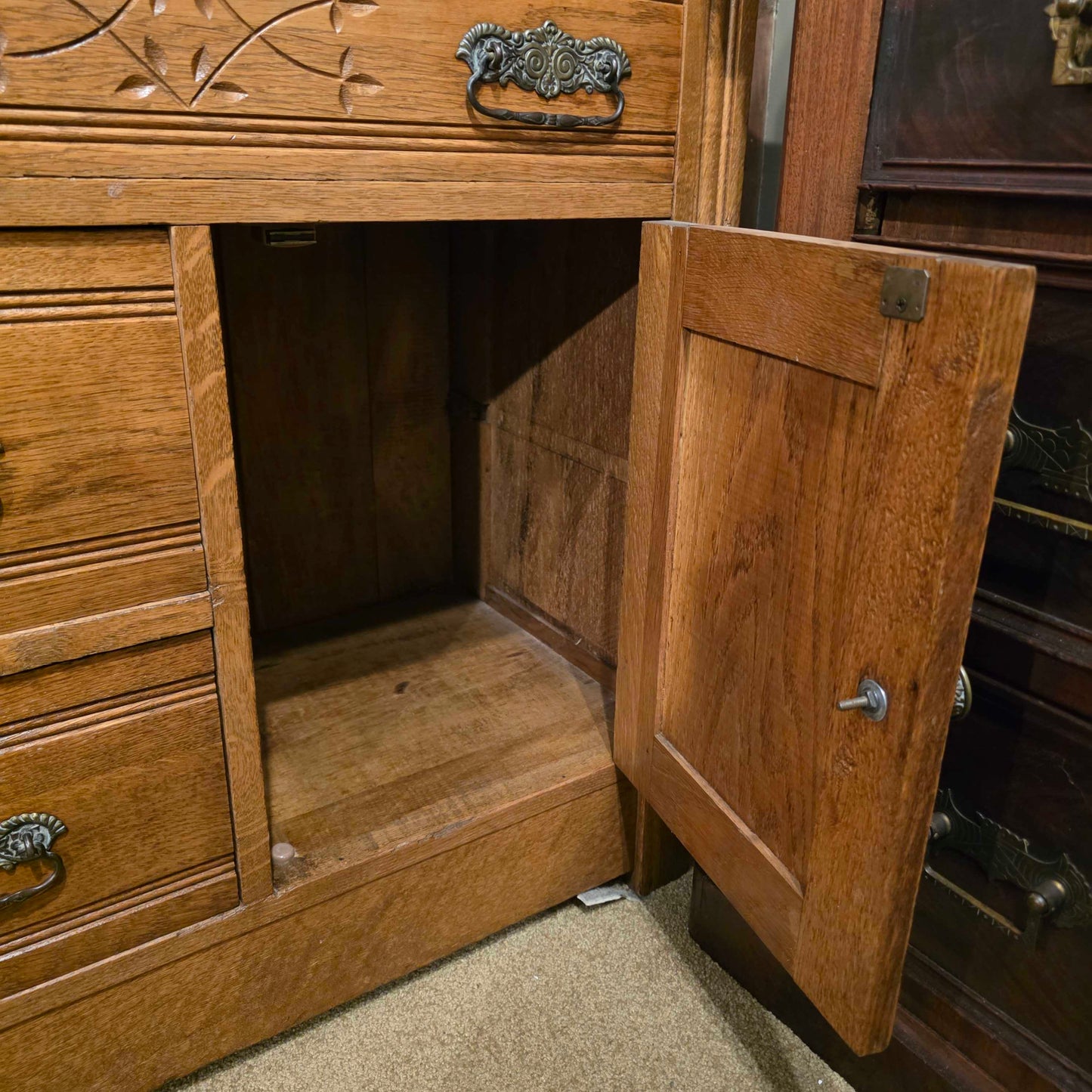 Vintage Marble Top Oak Washstand