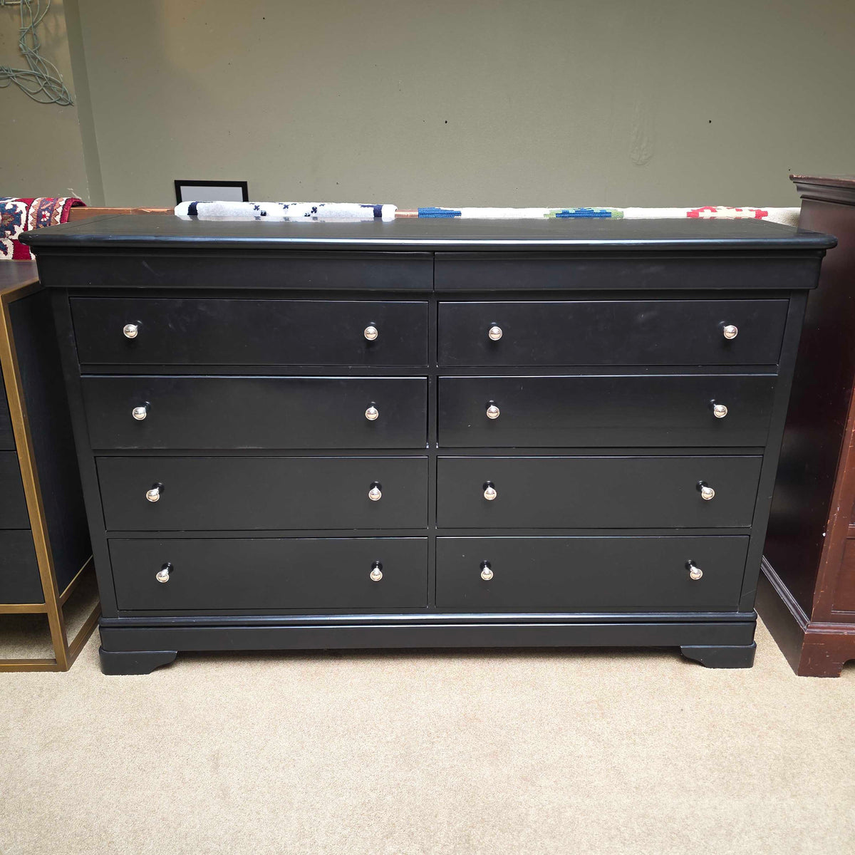 Stanley 8 Drawer Black Lowboy Dresser