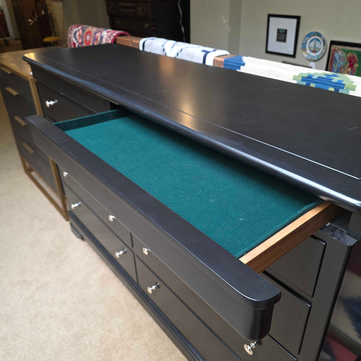Stanley 8 Drawer Black Lowboy Dresser
