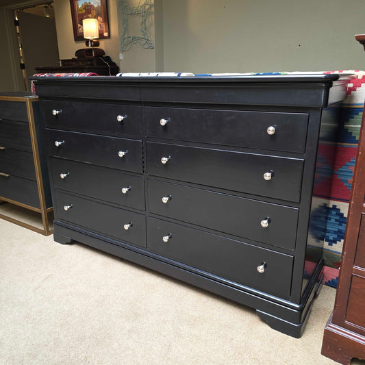 Stanley 8 Drawer Black Lowboy Dresser
