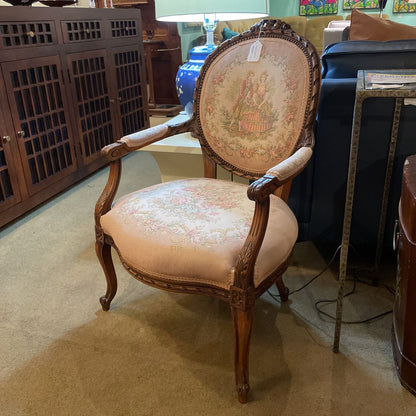 Louis XV Carved Mahogany Needlepoint Chair U ACCENT CHAIRS