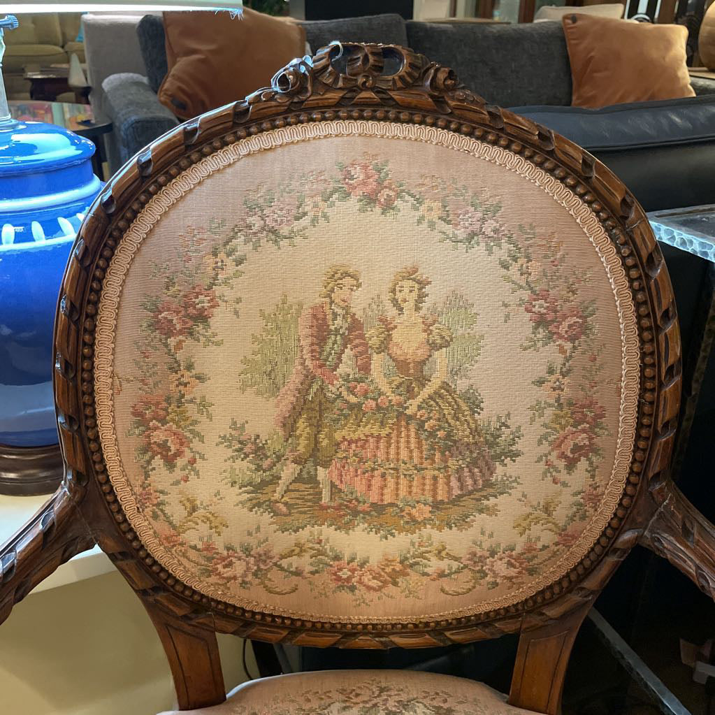 Louis XV Carved Mahogany Needlepoint Chair U ACCENT CHAIRS