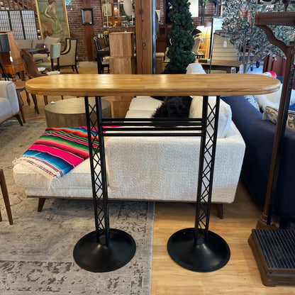 Metal + Blonde Wood Scaffolding Leg Bar Table