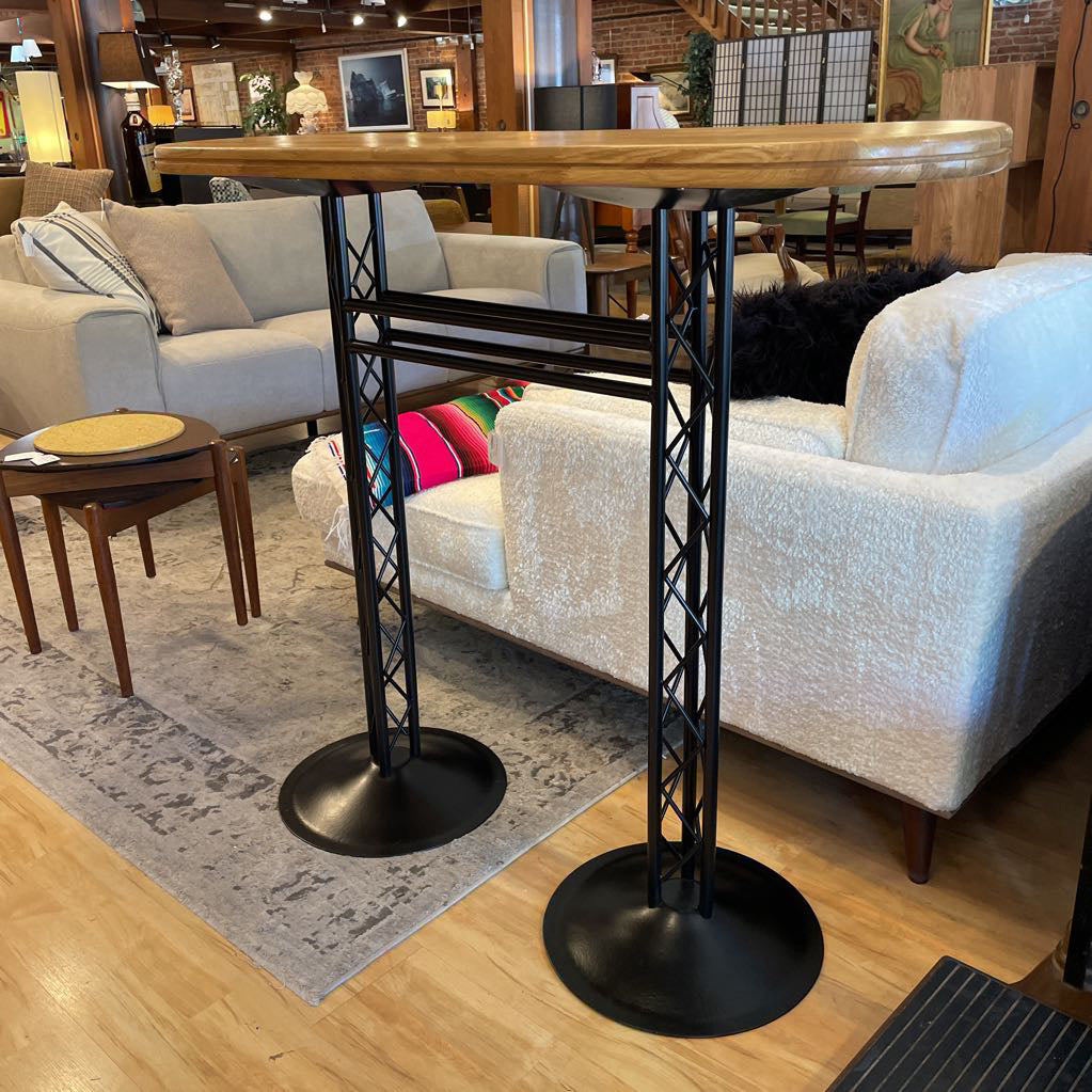 Metal + Blonde Wood Scaffolding Leg Bar Table