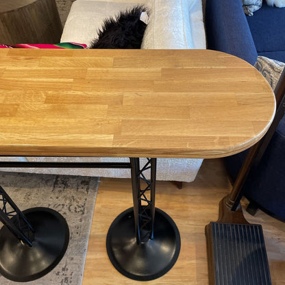 Metal + Blonde Wood Scaffolding Leg Bar Table