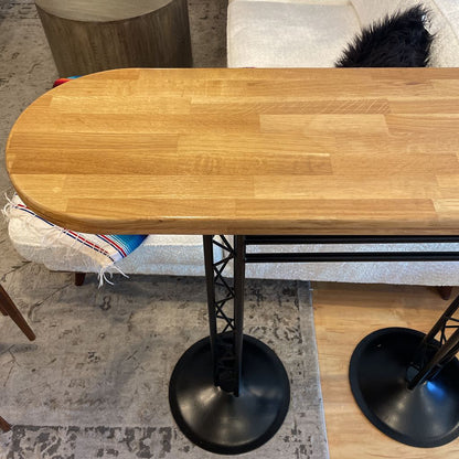 Metal + Blonde Wood Scaffolding Leg Bar Table