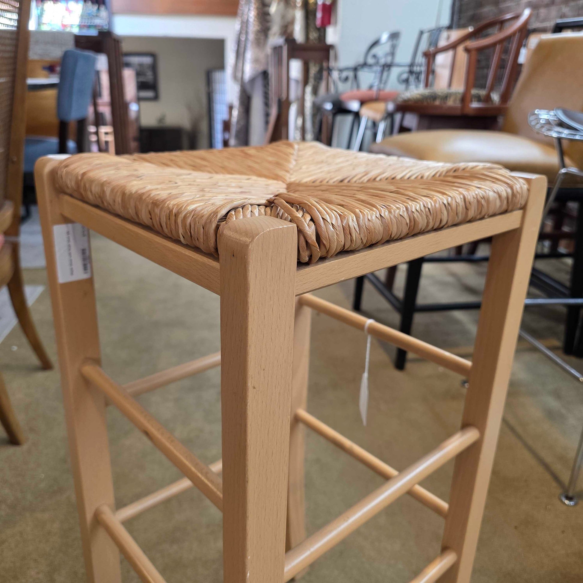 Maple Stool with Rush Seat C STOOLS