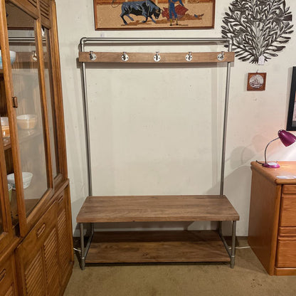 West Elm Industrial Wood + Metal Entry Bench Coat Rack C CONSOLE TABLES