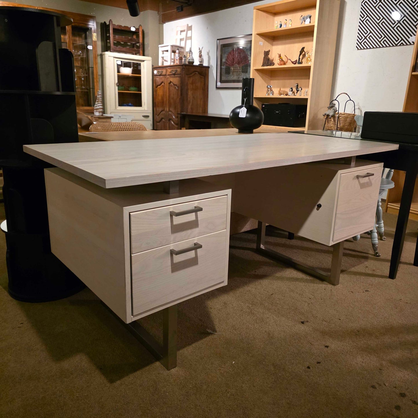 White Oak Sidelock Crate & Barrel Desk