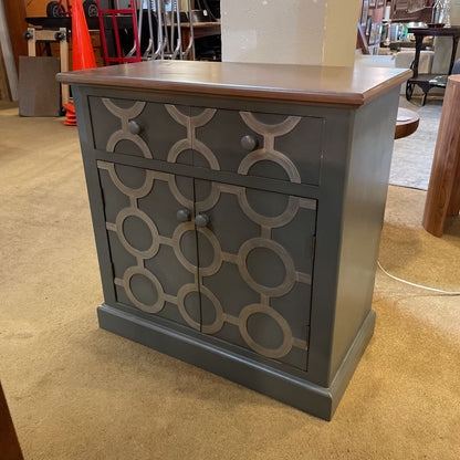 Blue 2 Door 2 Drawer Cabinet w/ Silver Geometric Front C CABINETS