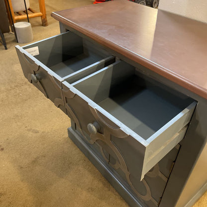 Blue 2 Door 2 Drawer Cabinet w/ Silver Geometric Front C CABINETS