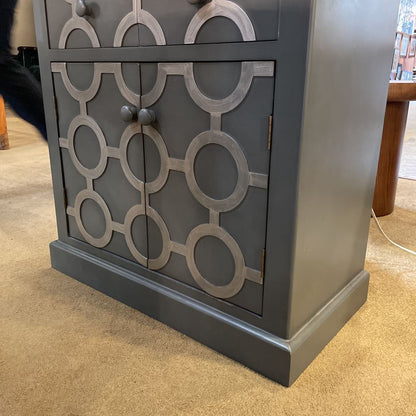 Blue 2 Door 2 Drawer Cabinet w/ Silver Geometric Front C CABINETS